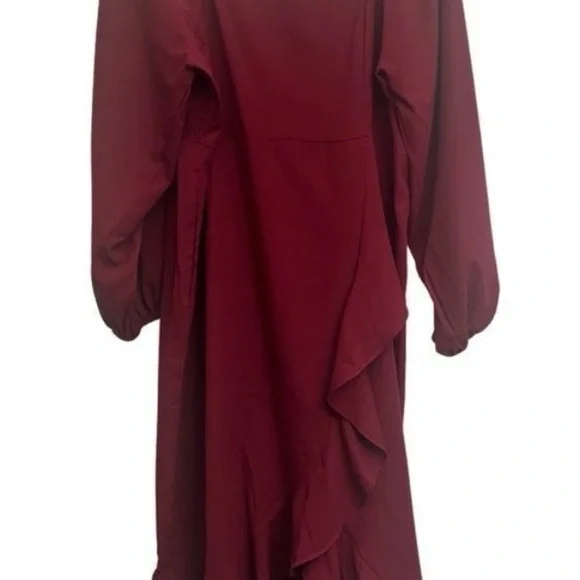 BloomChic Plum Square-Neck Ruffle Midi Dress - Picture 2 of 8